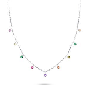 Brilio Silver Strieborný náhrdelník s farebnými zirkónmi NCL60W