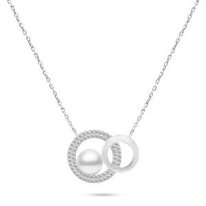 Brilio Silver Pôvabný strieborný náhrdelník s pravou perlou NCL65W