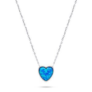 Brilio Silver Slušivý strieborný náhrdelník Srdce s opálom NCL74WB