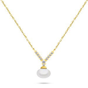 Brilio Silver Prekrásny pozlátený náhrdelník s pravou perlou NCL81Y