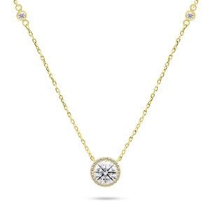 Brilio Silver Trblietavý pozlátený náhrdelník so zirkónmi NCL87Y