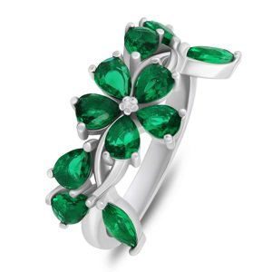 Brilio Silver Výrazný strieborný prsteň so zelenými zirkónmi RI066WG 52 mm