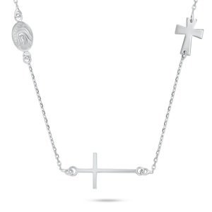 Brilio Silver Slušivý strieborný náhrdelník s krížom NCL108W