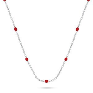 Brilio Silver Strieborný náhrdelník s červenými guličkami NCL112WR