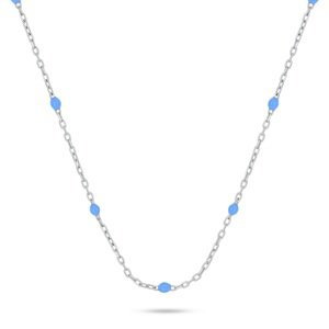 Brilio Silver Strieborný náhrdelník s modrými guličkami NCL112WTQ