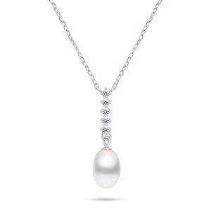 Brilio Silver Prekrásny strieborný náhrdelník s pravou perlou NCL130W