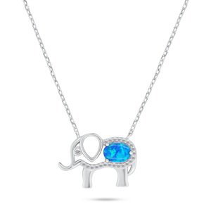 Brilio Silver Slušivý strieborný náhrdelník s opálom Slon NCL133WB