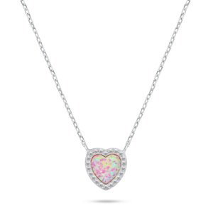 Brilio Silver Trblietavý strieborný náhrdelník Srdce s opálom NCL134WP