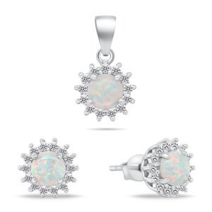 Brilio Silver Nádherný set šperkov s opálmi SET247W (náušnice, prívesok)