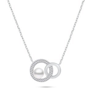 Brilio Silver Pôvabný strieborný náhrdelník s pravou perlou NCL135W