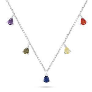 Brilio Silver Strieborný náhrdelník s farebnými zirkónmi NCL137W