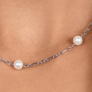 Brilio Silver Strieborný náhrdelník s Majorica perlami NCL140W