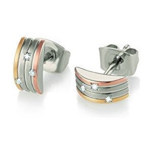 Boccia Titanium Tricolor titánové náušnice s pravými diamantmi 05006-03