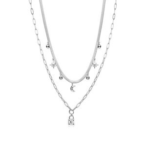Brosway Dvojitý oceľový náhrdelník s príveskami Chant BAH47