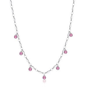 Brosway Trblietavý náhrdelník s ružovými kryštálmi Symphonia BYM140