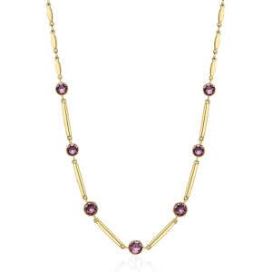 Brosway Slušivý pozlátený náhrdelník s fialovými kryštálmi Affinity BFF159