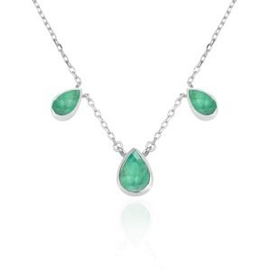 Beneto Exclusive Luxusný strieborný náhrdelník so smaragdmi SMAAGS1/46
