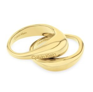 Calvin Klein Štýlová súprava pozlátených prsteňov Elongated Drops 35000448 52 mm