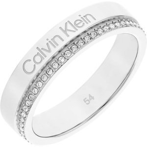 Calvin Klein Oceľový prsteň s kryštálmi Minimal Linear 35000200 52 mm