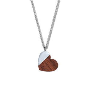 CRYSTalp Romantický oceľový náhrdelník Wooden Heart 30450.W1.E
