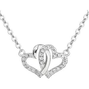 Evolution Group Strieborný náhrdelník so zirkónom biele srdce 12006.1