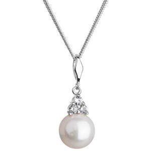 Evolution Group Strieborný náhrdelník s pravou riečnou perlou a zirkónmi 22033.1 (retiazka, prívesok)