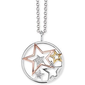 Engelsrufer Strieborný tricolor náhrdelník Hviezdy sa zirkónmi ERN-STARS-TRI-Z