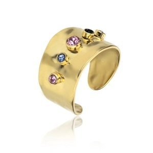 Emily Westwood Masívny pozlátený otvorený prsteň so zirkónmi Zara EWR23056G