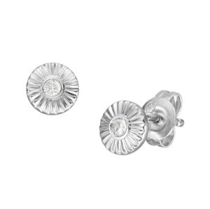 Fossil Elegantné strieborné náušnice s kryštálom Circle JFS00617040