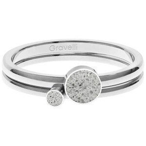 Gravelli Sada oceľových prsteňov s betónom Double Dot oceľová / sivá GJRWSSG108 56 mm