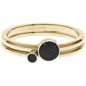 Gravelli Sada oceľových prsteňov s betónom Double Dot zlatá / čierna GJRWYGA108 53 mm