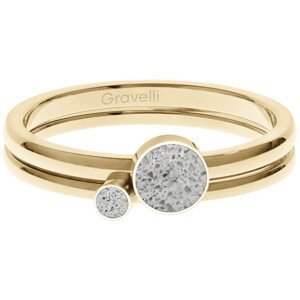 Gravelli Sada oceľových prsteňov s betónom Double Dot zlatá / šedá GJRWYGG108 50 mm