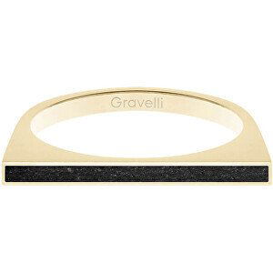 Gravelli Oceľový prsteň s betónom One Side zlatá / antracitová GJRWYGA121 56 mm