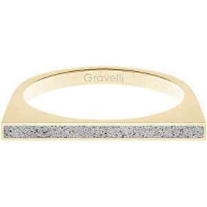 Gravelli Oceľový prsteň s betónom One Side zlatá / šedá GJRWYGG121 53 mm