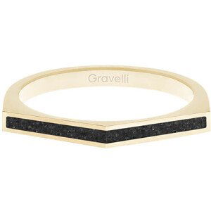 Gravelli Oceľový prsteň s betónom Two Side zlatá / antracitová GJRWYGA122 50 mm