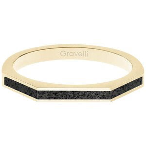 Gravelli Oceľový prsteň s betónom Three Side zlatá / antracitová GJRWYGA123 50 mm