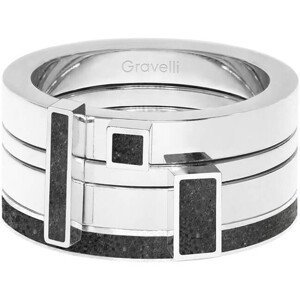 Gravelli Sada štyroch prsteňov s betónom Quadrium oceľová / antracitová GJRWSSA124 53 mm