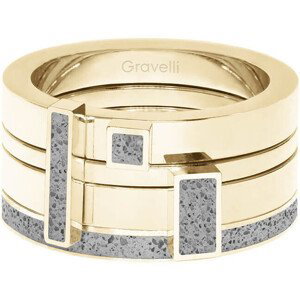 Gravelli Sada štyroch prsteňov s betónom Quadrium zlatá / šedá GJRWYGG124 53 mm