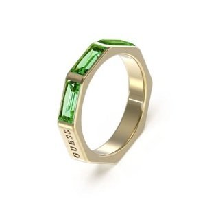 Guess Slušivý prsteň so zelenými kubickými zirkónmi JUBR03174JWYGEM52 54 mm