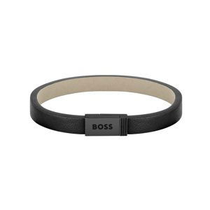 Hugo Boss Moderný čierny kožený náramok Jace 1580337 19 cm