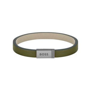 Hugo Boss Moderný khaki kožený náramok Jace 1580338 17,5 cm