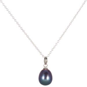 JwL Luxury Pearls Strieborný náhrdelník s modrou perlou JL0438 (retiazka, prívesok) 45 cm