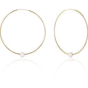 JwL Luxury Pearls Pozlátené náušnice kruhy s pravými bielymi perlami JL0639