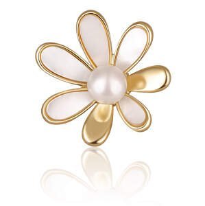 JwL Luxury Pearls Pozlátená brošňa 2v1 s pravou bielou perlou a perleťou JL0661