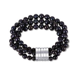 JwL Luxury Pearls Trojradový náramok z pravých čiernych perál JL0670