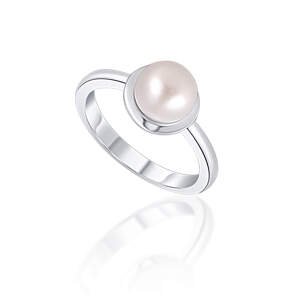 JwL Luxury Pearls Nežný strieborný prsteň s pravou bielou perlou JL0677 52 mm