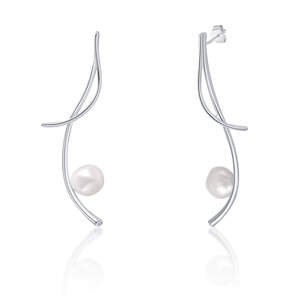 JwL Luxury Pearls Dlhé strieborné náušnice s pravými barokovými perlami a zirkónmi JL0681