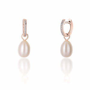 JwL Luxury Pearls Bronzové kruhové náušnice á la vojvodkyňa Kate s pravou perlou a zirkónmi 3v1 JL0687