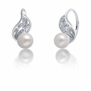 JwL Luxury Pearls Pôvabné strieborné náušnice s pravou bielou perlou JL0706