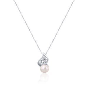 JwL Luxury Pearls Nežný náhrdelník s pravou perlou a zirkónmi JL0749 (retiazka, prívesok)